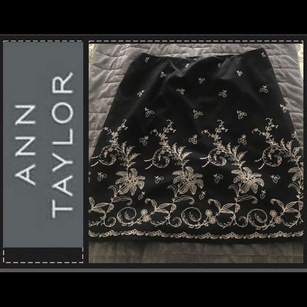 Ann Taylor Black with ecru embroidery skirt